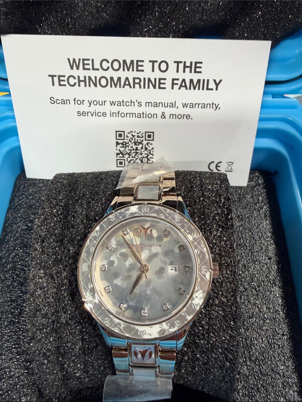 Technomarine Silver Stainless Steel Watch with Mother-of-Pearl Dial